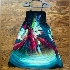 Hawaiian Style Midi Dress with Adjustable Straps